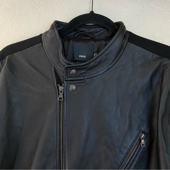 Vince Butter Soft Lamb Modern Moto Leather Jacket XXL black - Picture 3 of 11